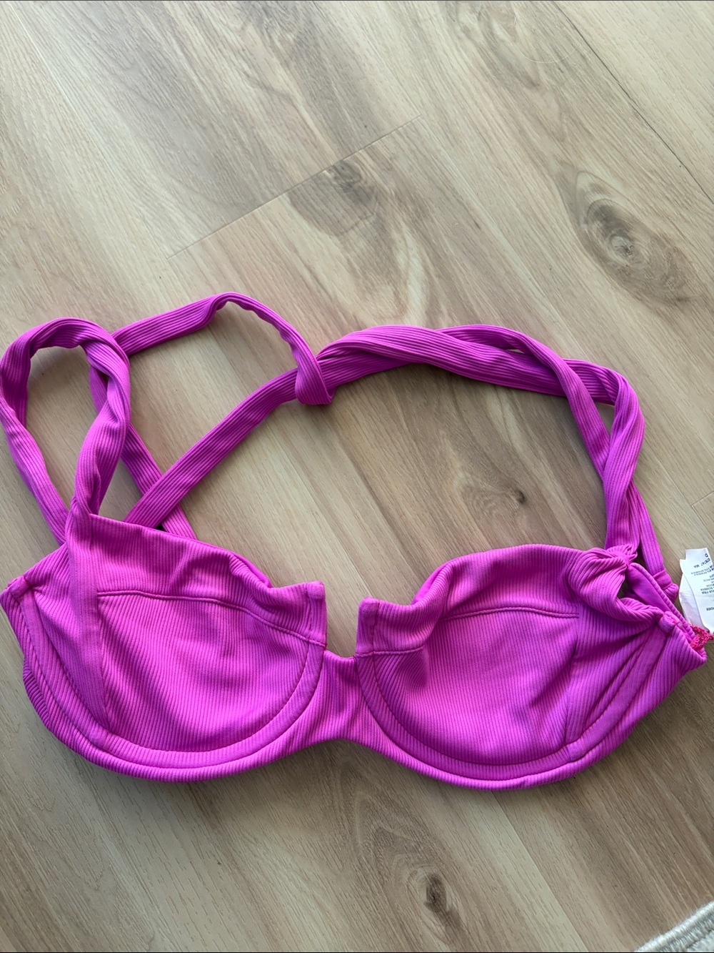 Women’s Summerful Pink Ribbed Underwire Bikini Top